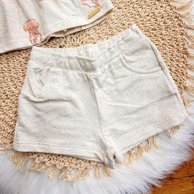 Conj. Batinha Água Viva e Short em Linho - Areia e Laranja